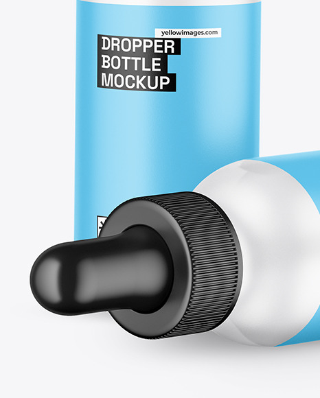 Two Frosted Glass Dropper Bottles Mockup