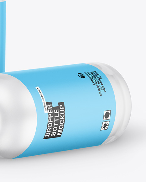 Two Frosted Glass Dropper Bottles Mockup