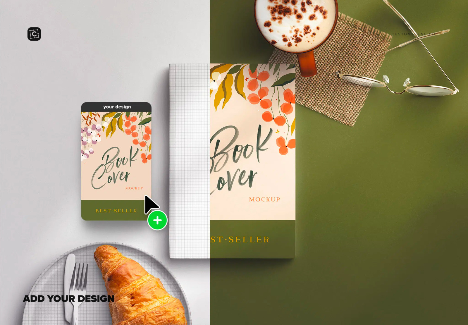 Book Cover with Breakfast Mockup Scene