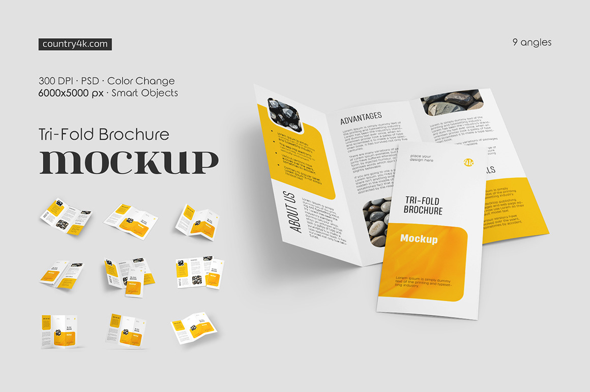 Tri-Fold Brochure Mockup Set Tri-Fold Brochure Mockup Set