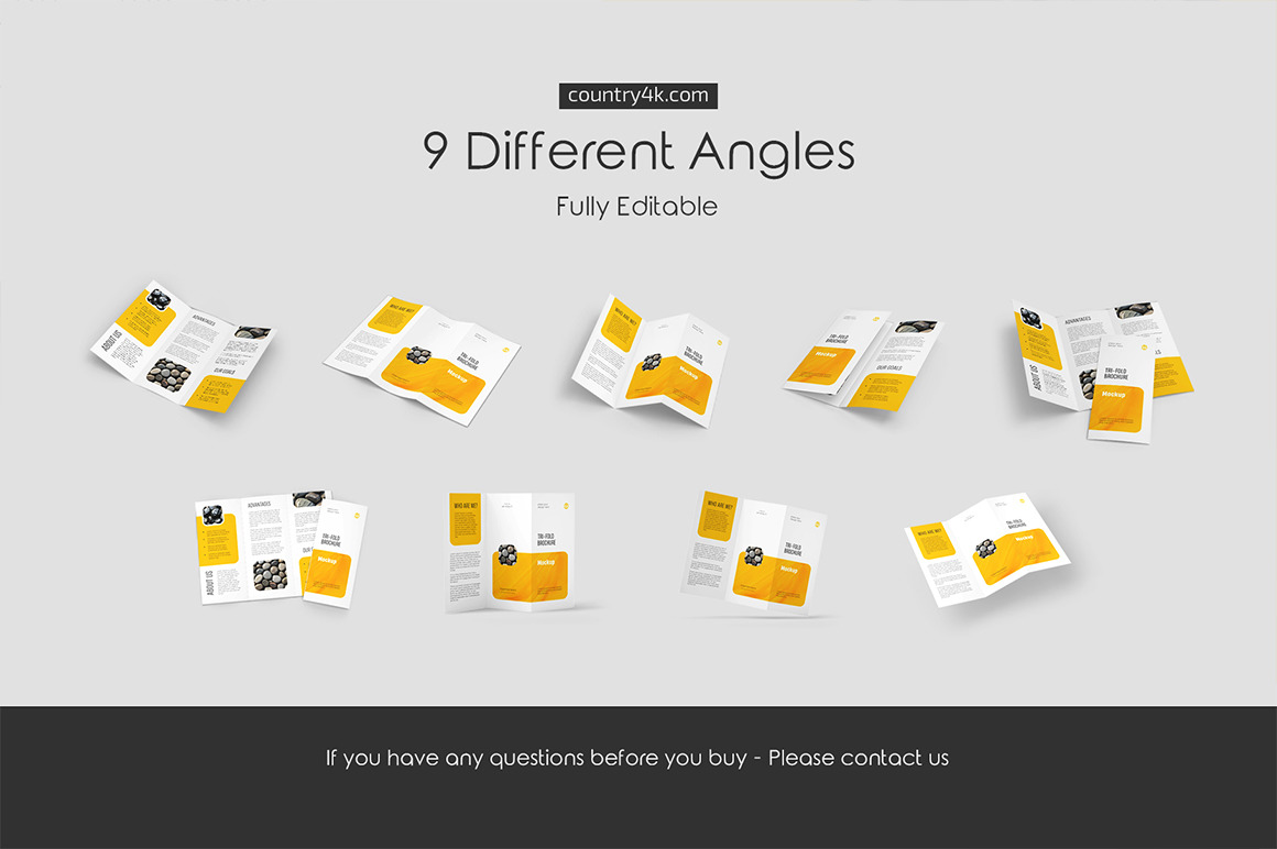 Tri-Fold Brochure Mockup Set Tri-Fold Brochure Mockup Set