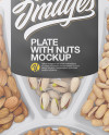 Plate with Nuts in Matte Film Mockup - Top Views