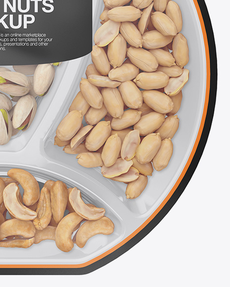 Plate with Nuts in Matte Film Mockup - Top Views