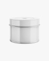 Glossy Round Tin Box Mockup - Front View (High-Angle Shot)