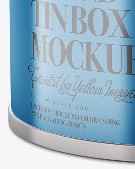 Metallic Round Tin Box Mockup - Front View (High-Angle Shot)