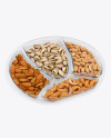 Plate with Nuts in Matte Film Mockup - Half Side View (High Angle Shot)