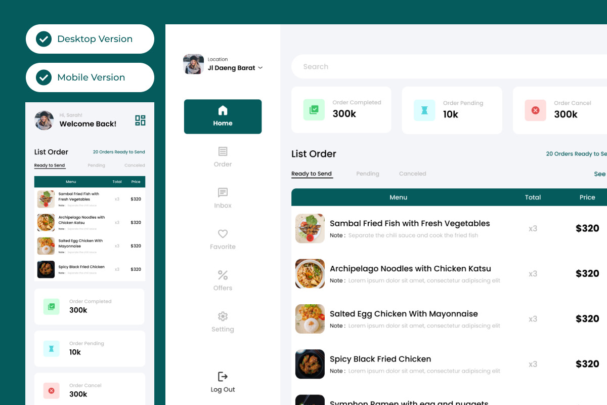 Foodies - Food Menu Dashboard V1