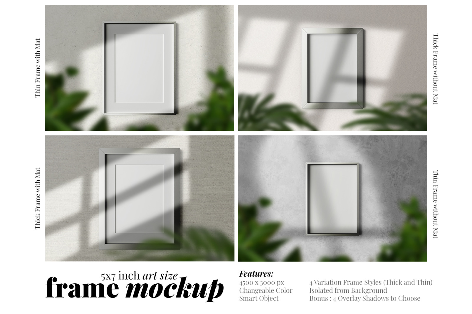 Frame Art Size 5X7 Inch Editable PSD Mockup Set Frame Art Size 5X7 Inch Editable PSD Mockup Set