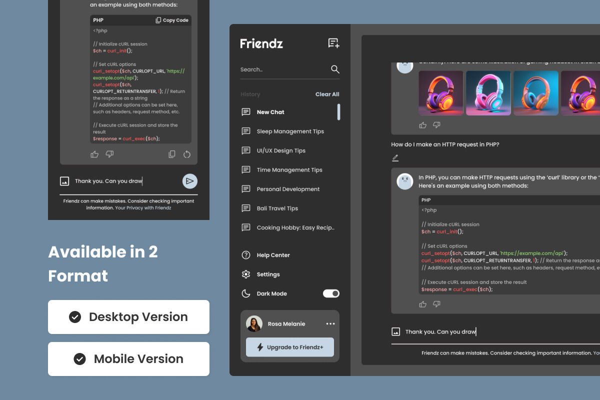 Friendz - AI Chatbot Dashboard V1 Friendz - AI Chatbot Dashboard V1