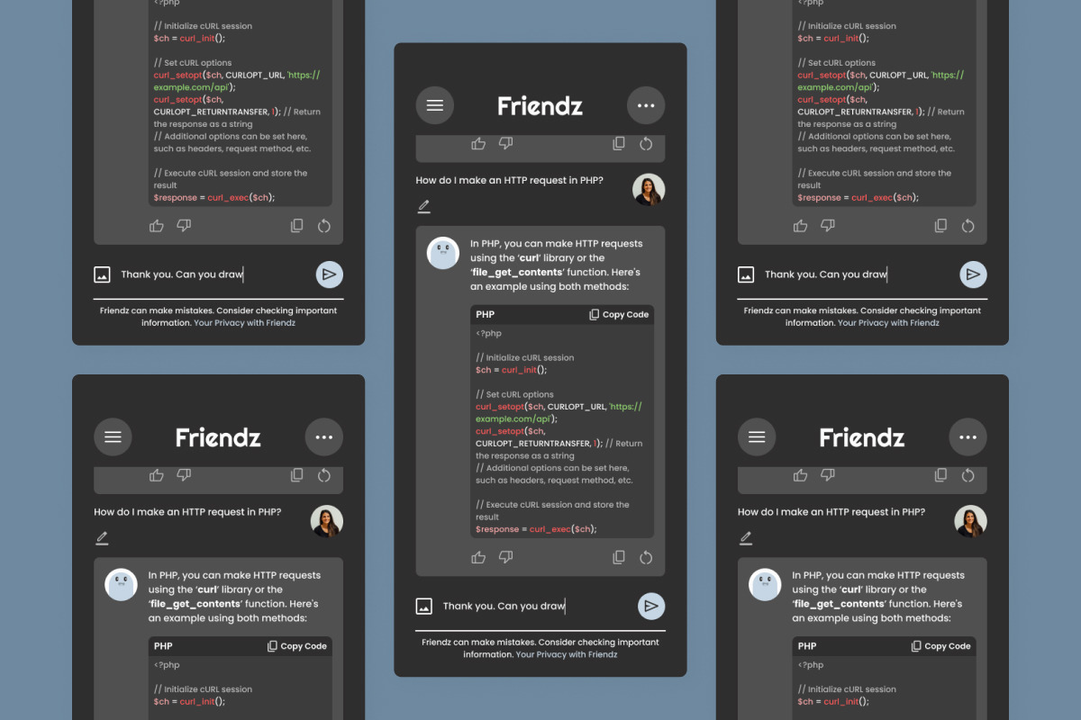 Friendz - AI Chatbot Dashboard V1 Friendz - AI Chatbot Dashboard V1