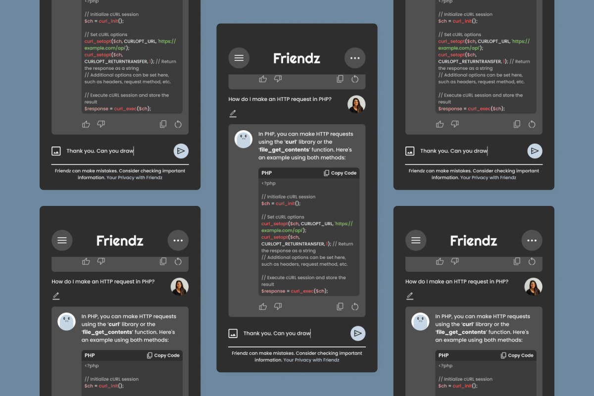 Friendz - AI Chatbot Dashboard V1