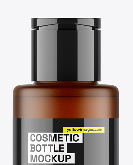 Frosted Amber Cosmetic Bottle Mockup
