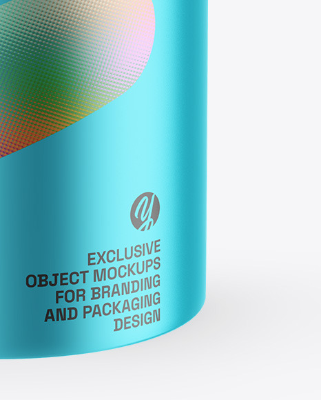 Matte Metallic Tea Tin Can Mockup