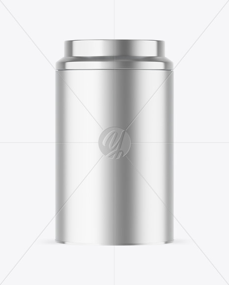 Matte Metallic Tea Tin Can Mockup