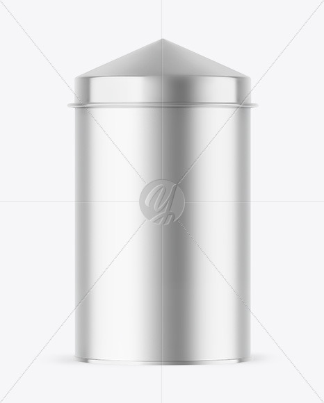 Matte Metallic Tea Tin Can Mockup