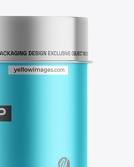 Matte Metallic Tea Tin Can Mockup