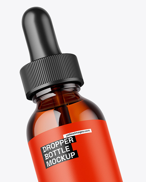 Two Amber Glass Dropper Bottle Mockup