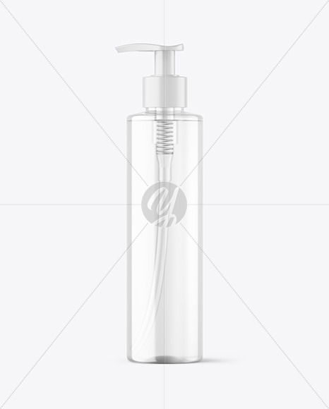 Clear Cosmetic Bottle with Pump Mockup