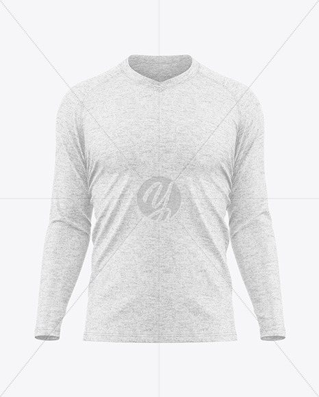 Men’s Heather Long Sleeve T-Shirt Mockup - Front View