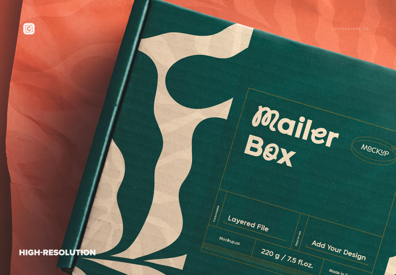 Mailer Box and Wrinkled Wrapping Paper Mockup