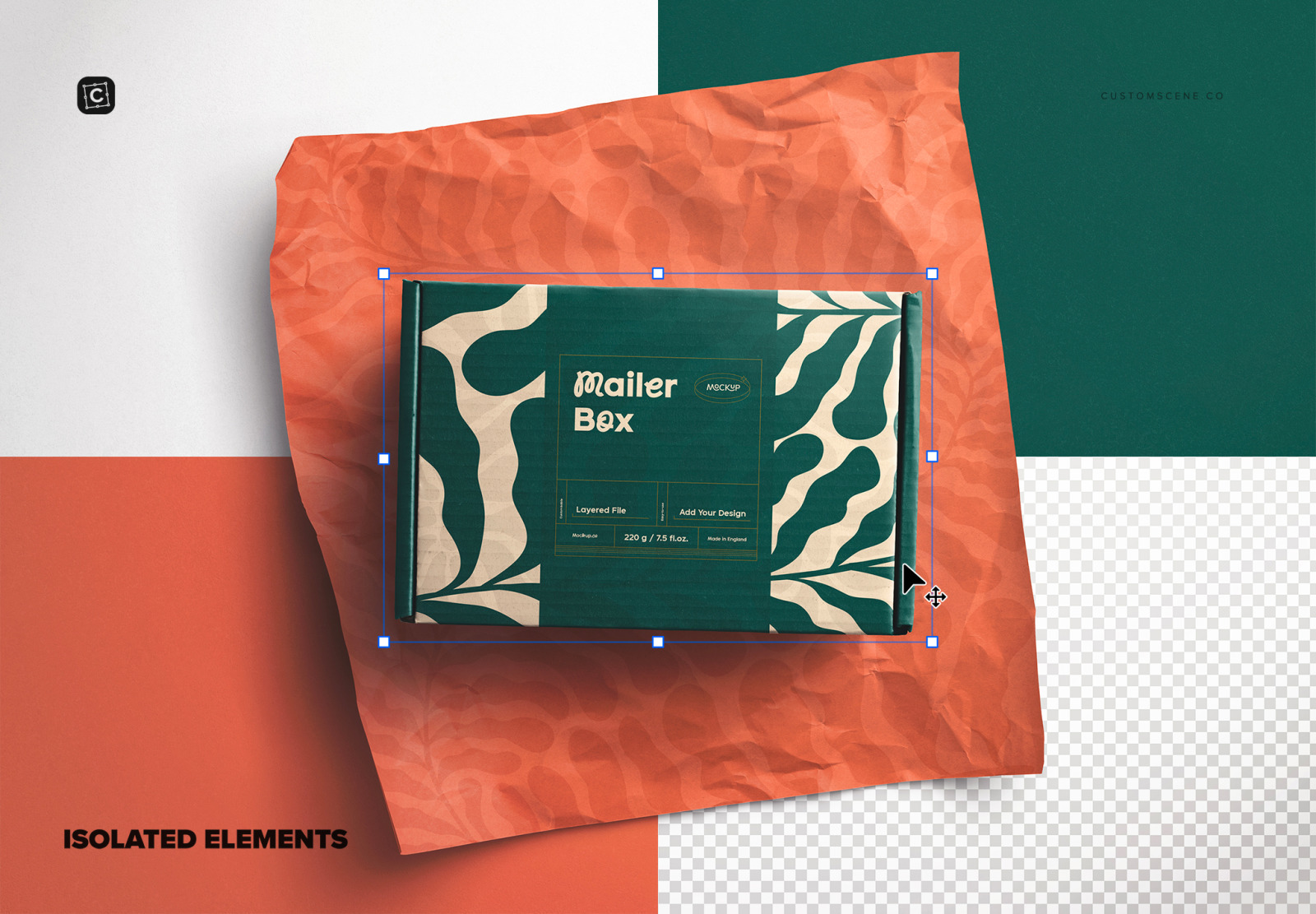 Mailer Box and Wrinkled Wrapping Paper Mockup