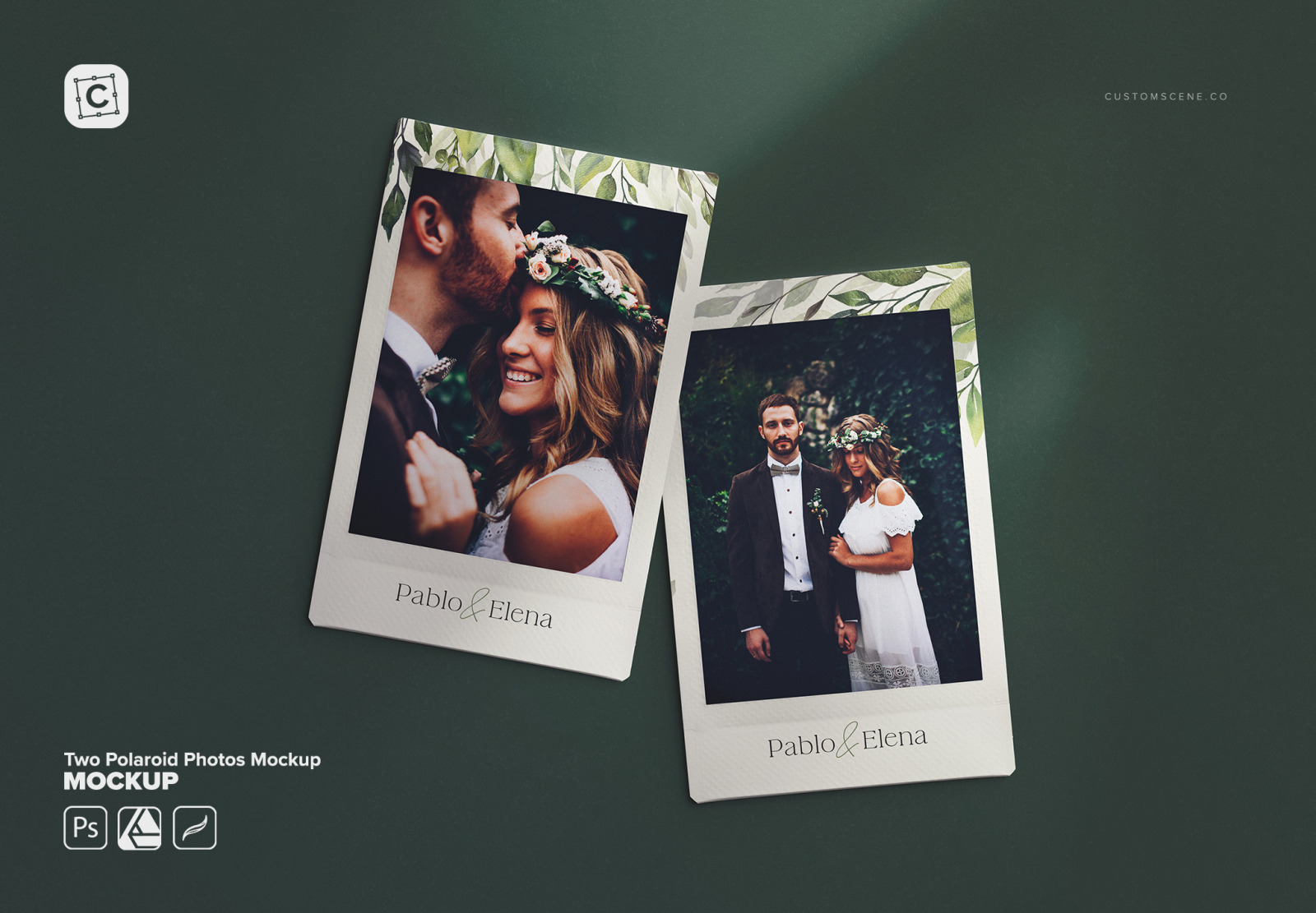 Two Polaroid Photos Mockup Two Polaroid Photos Mockup