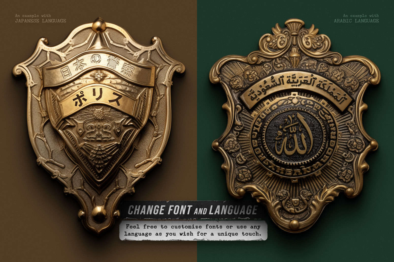 15 Police / Army / Sheriff Metal Badge PSD Templates