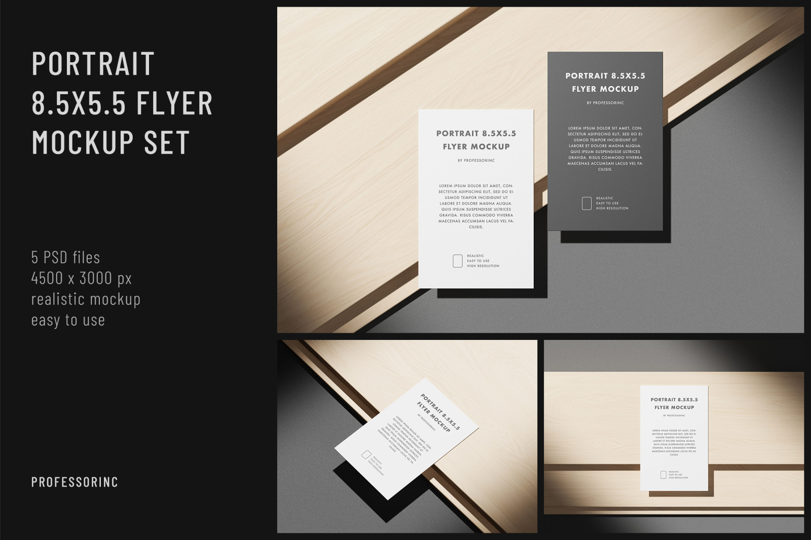 Portrait 8.5x5.5 Flyer Mockup Set