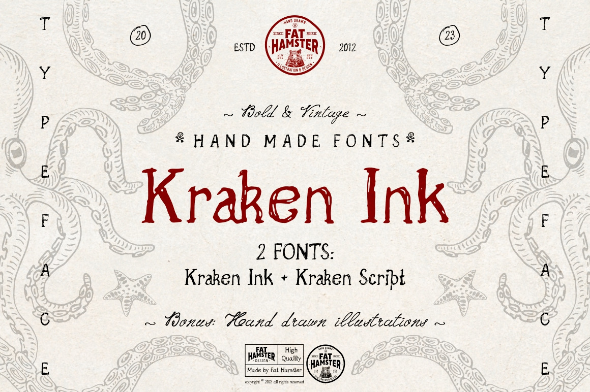 Kraken Ink font + Extras Kraken Ink font + Extras