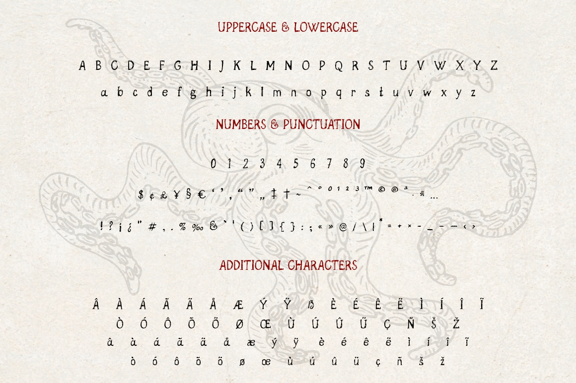 Kraken Ink font + Extras Kraken Ink font + Extras