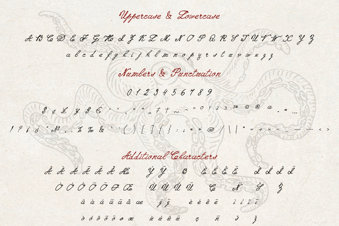 Kraken Ink font + Extras Kraken Ink font + Extras