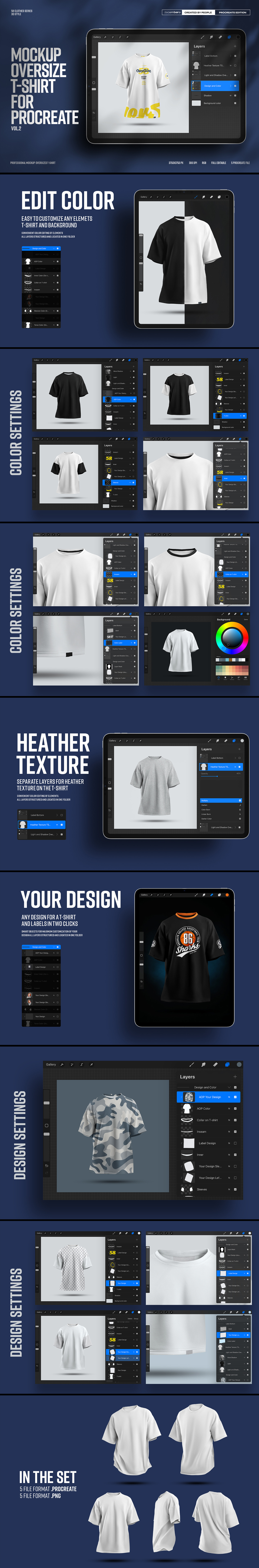 5 Mockups Oversize T-shirt for Procreate vol.2