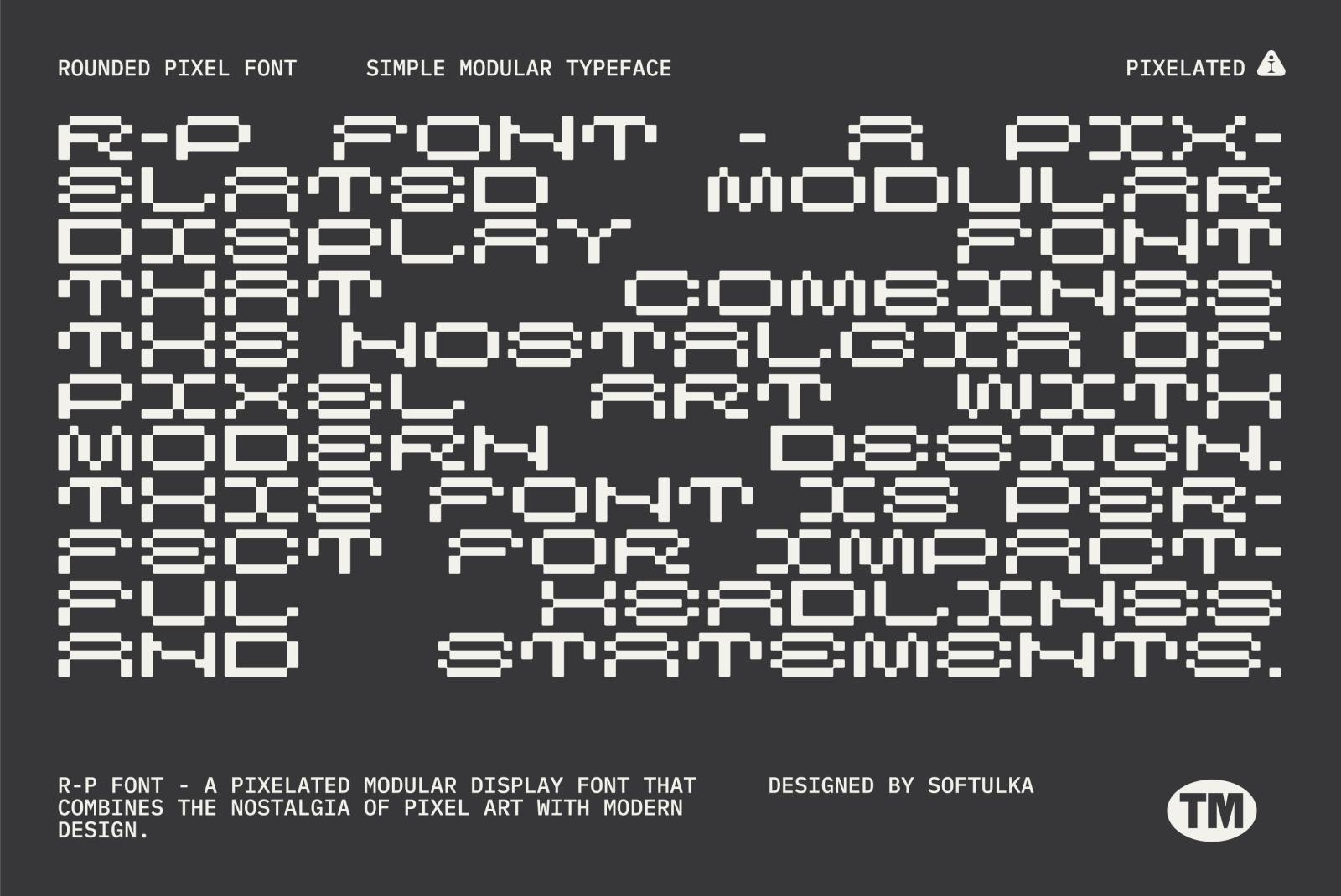 R-P Font - a Pixelated Modular Font