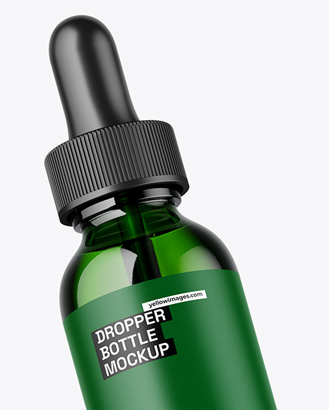 Two Green Glass Dropper Bottles Mockup