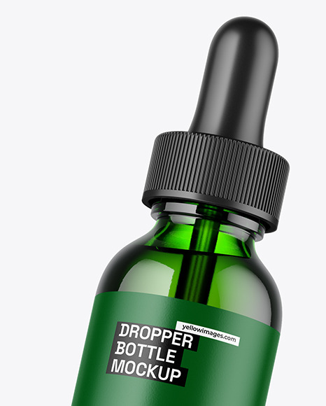 Two Green Glass Dropper Bottles Mockup