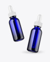 Two Blue Glass Dropper Bottles Mockup