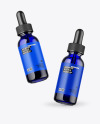 Two Blue Glass Dropper Bottles Mockup