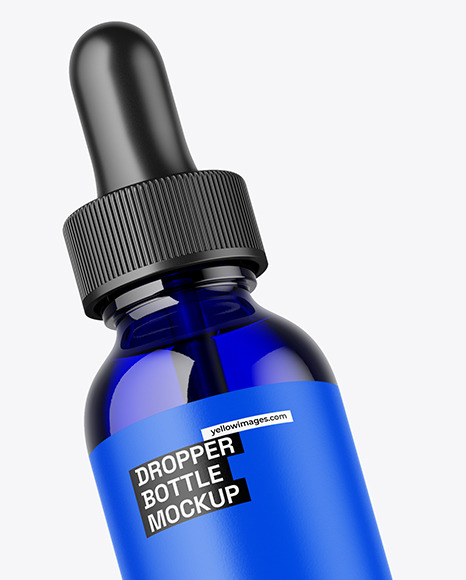 Two Blue Glass Dropper Bottles Mockup