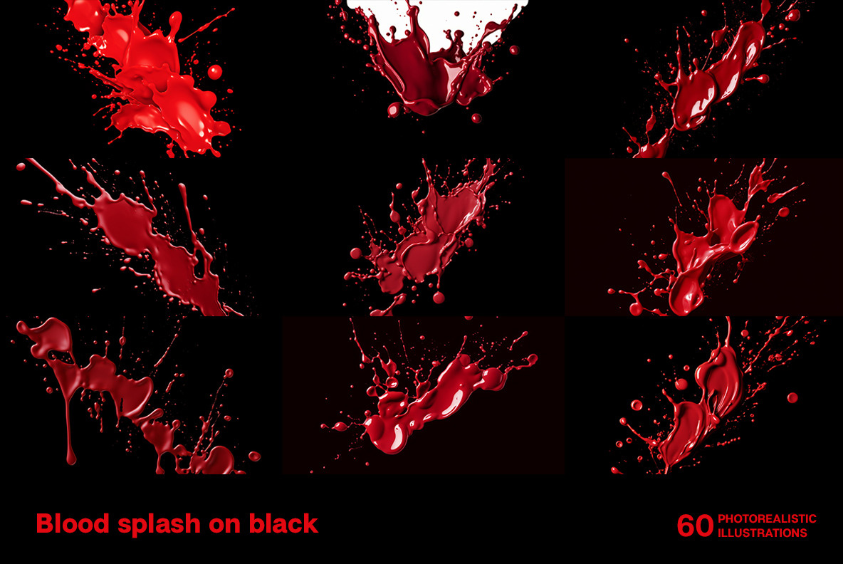 Blood splashes on black