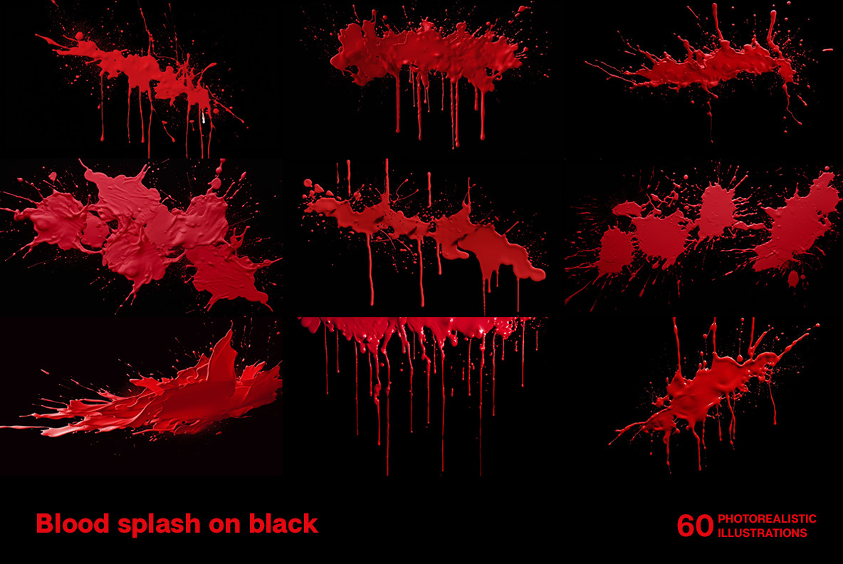 Blood splashes on black