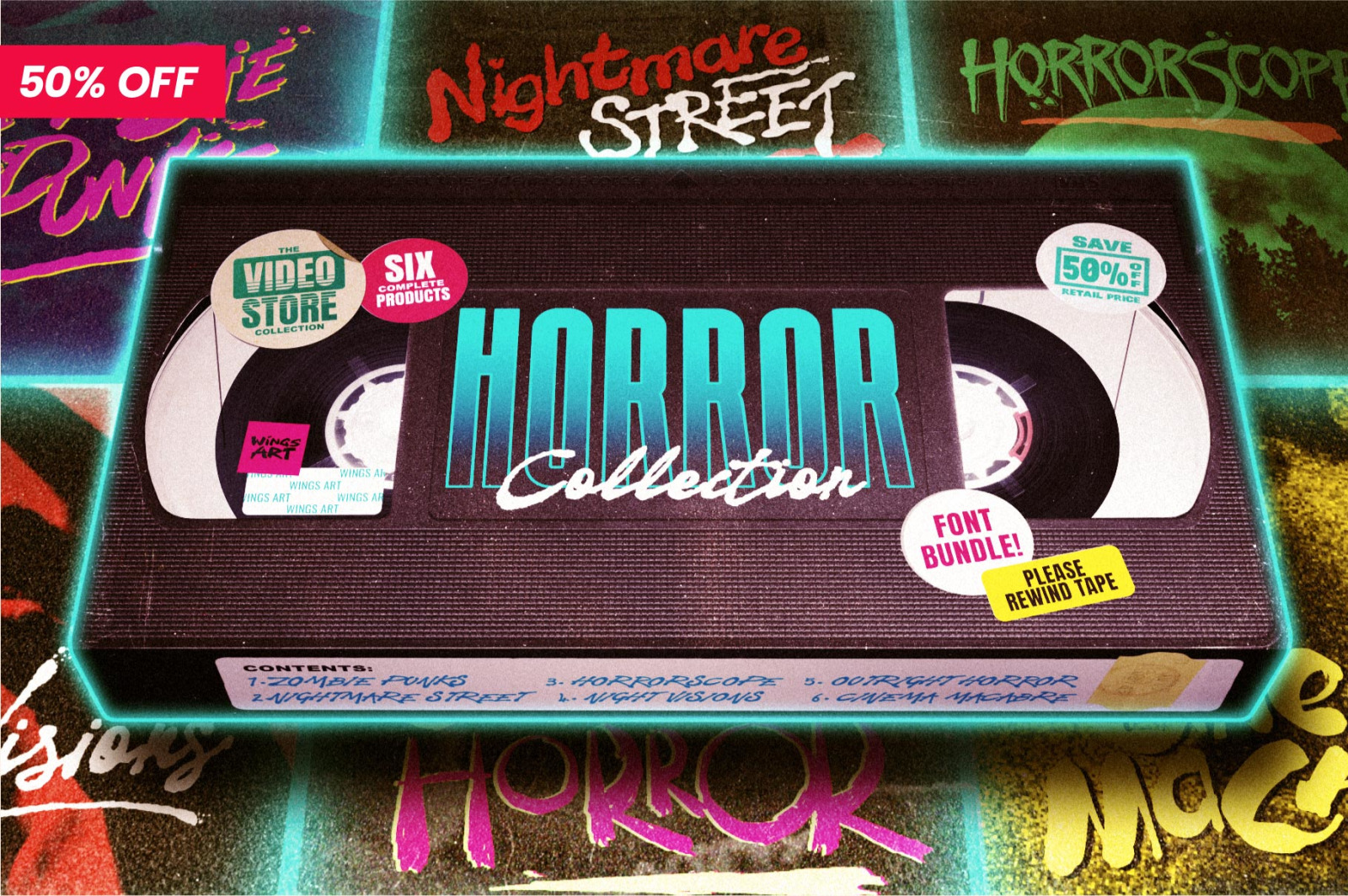 The VHS Horror Font Bundle