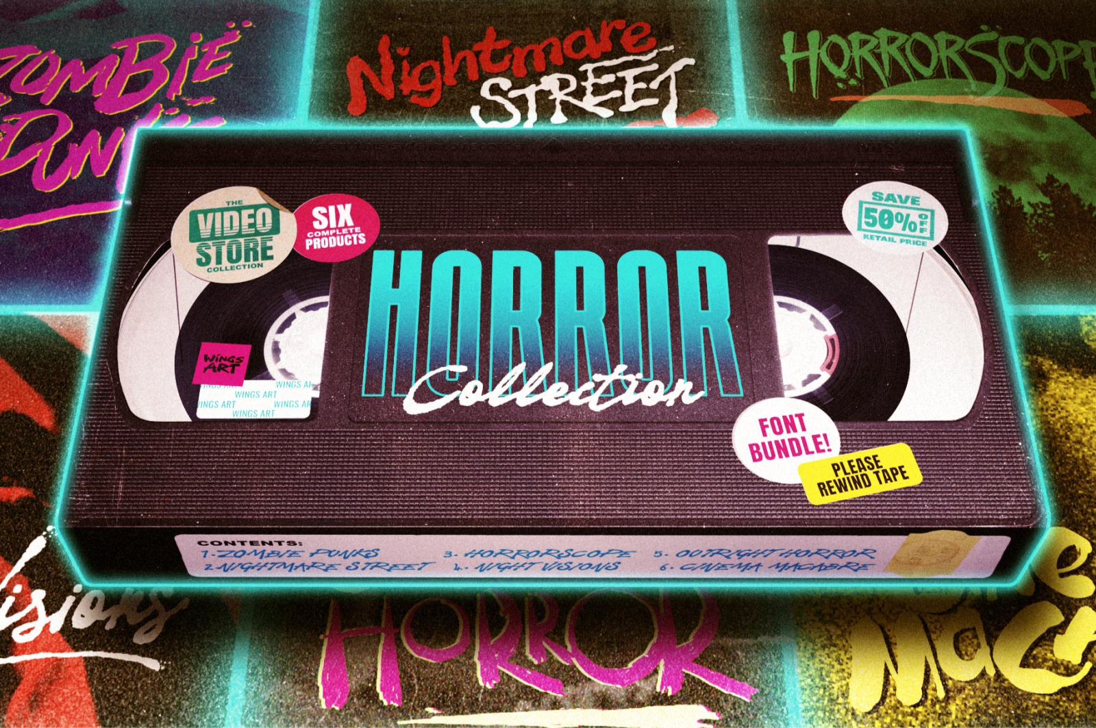 The VHS Horror Font Bundle