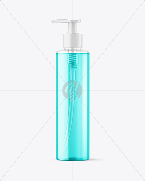 Color Liquid Cosmetic Bottle with Pump Mockup