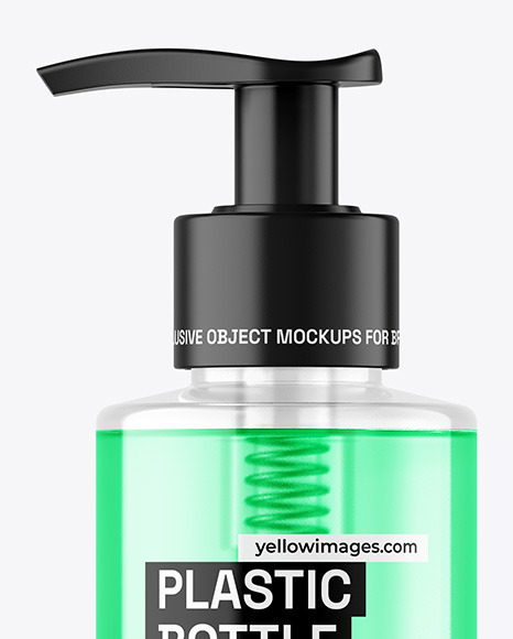 Color Liquid Cosmetic Bottle with Pump Mockup