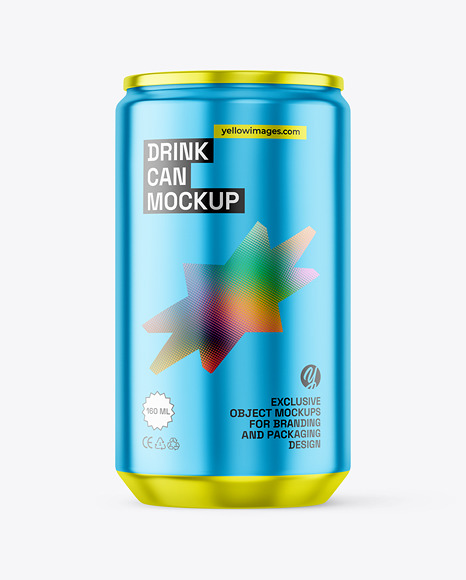 160ml Metallic Drink Can Mockup