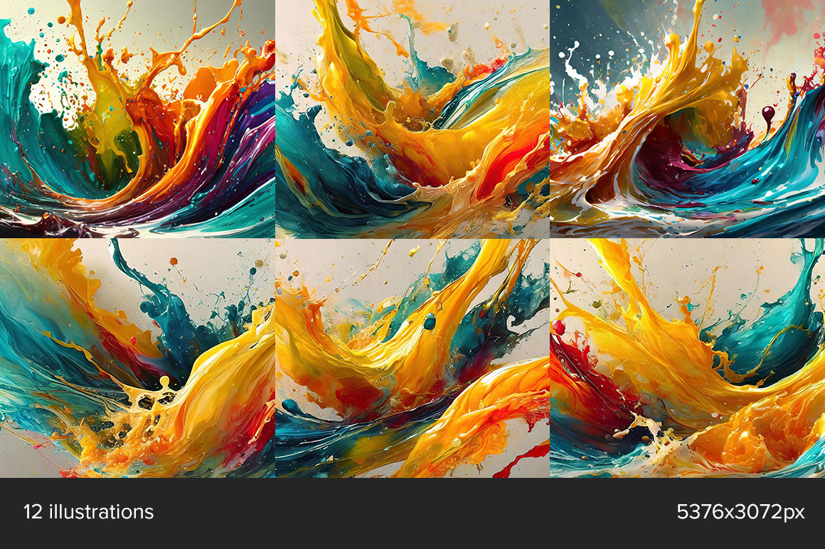 Colour Splashes Waves Art Colour Splashes Waves Art