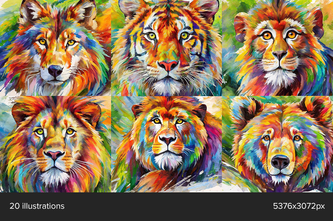 Colour Painted Animal Faces Colour Painted Animal Faces
