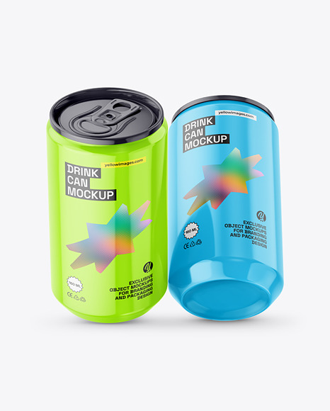 160ml Glossy Drink Cans Mockup