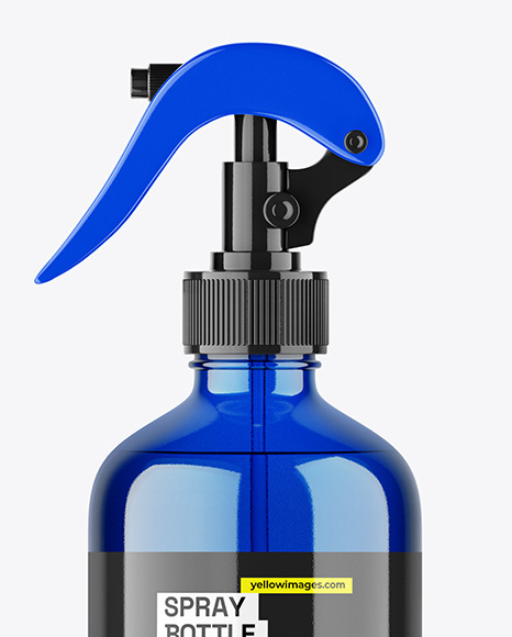 Blue Trigger Spray Bottle Mockup