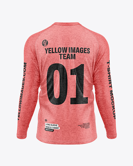 Men’s Heather Long Sleeve T-Shirt Mockup - Back View